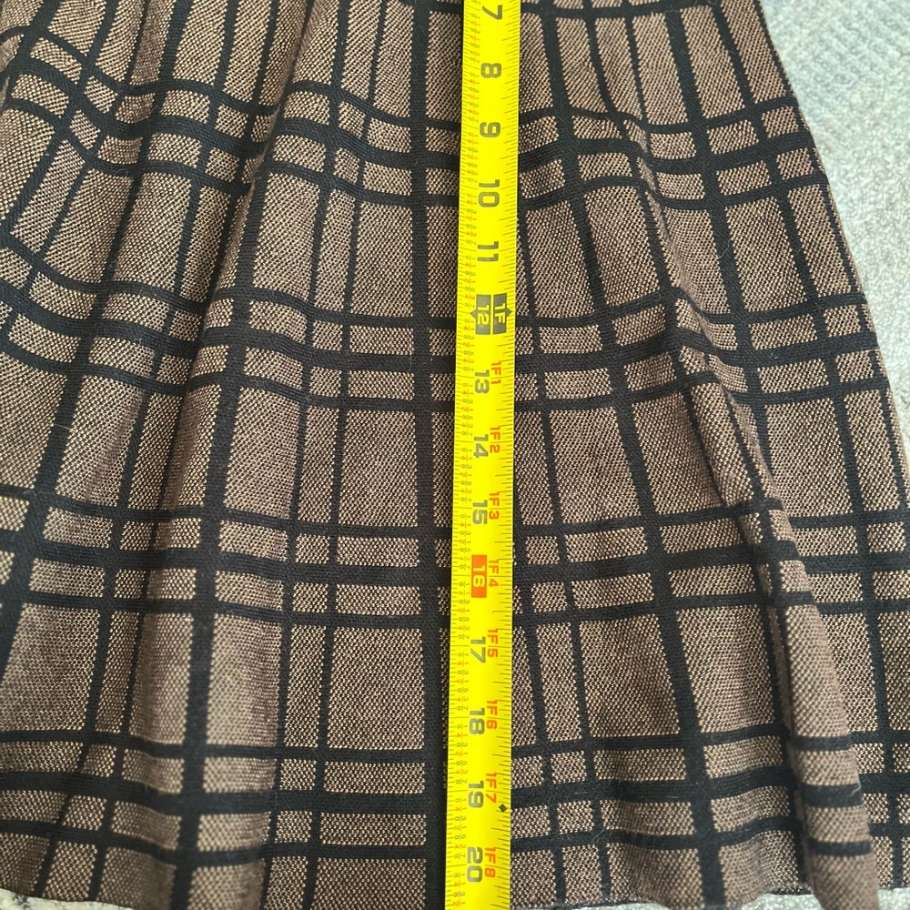Max Studio Checkered Skater Skirt in Brown and Black - Picture 7 of 8